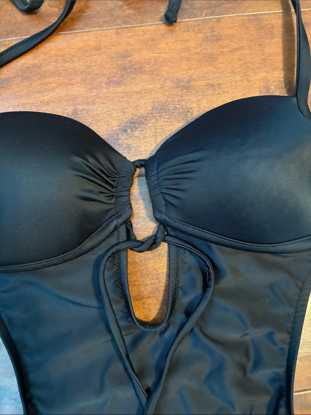 Black tie back and neck swimsuit